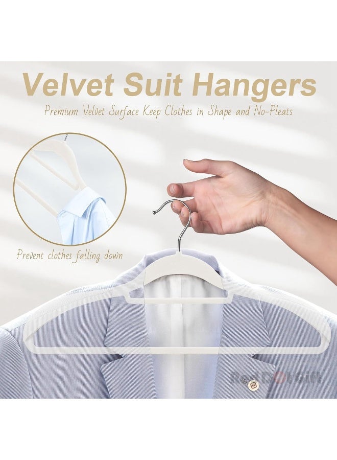 Red Dot Gift Red Dot Gift® 6 Pack White Wide Shoulder Velvet Hangers,Suit Hangers for Men,Smooth Finish 360°Swivel Hook Heavy Duty Coat Hangers for Closet, Jacket Clothes Hangers for Dress,Pants,Shirts,Skirts,Tie.  - Image 4