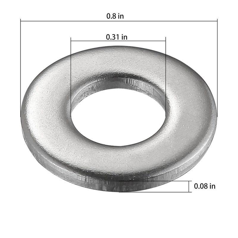 Wensilon Store (180 قطعة) 5/16" × 3/4" غسالات مسطحة من الفولاذ المقاوم للصدأ 304 للبراغي والصواميل، مناسبة لصيانة المصانع، المطبخ، المتجر والبناء الخارجي. - Image 2