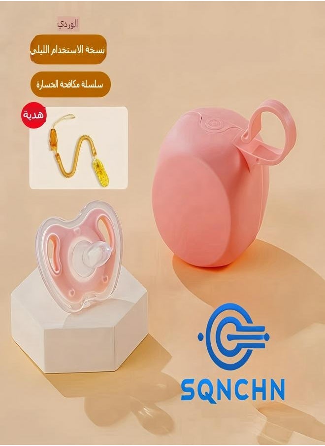 SQNCHN Nighttime Apple-Shaped Baby Pacifier with Flat Nipple – Liquid Food-Grade Silicone, Soft Glow Design, BPA-Free, Includes Anti-Loss Chain & Storage Case, Large Safety Air Holes for 0-6 Months.  - Image 4