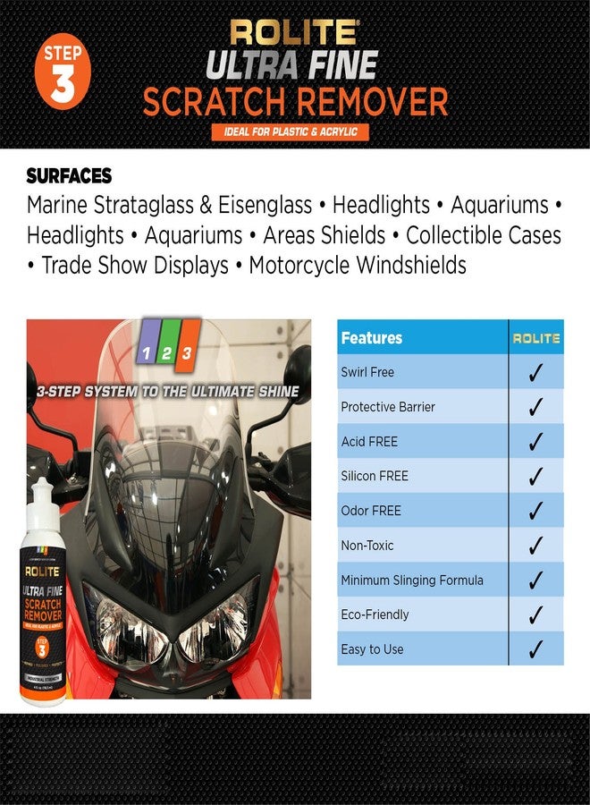 Rolite Ultra Fine Scratch Remover for Plastic & Acrylic Surfaces Including Marine Strataglass & Eisenglass, Headlights, Aquariums, 4oz, - Image 4