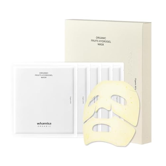 Whamisa Organic Fruits Hydrogel Facial Sheet Mask - Yuja, Hydration, Deep Moisture, Skin Care, Skin Elasticity, Acne Mask, Pore Care, Fermentation (5 PCS/Pack) - Image 1