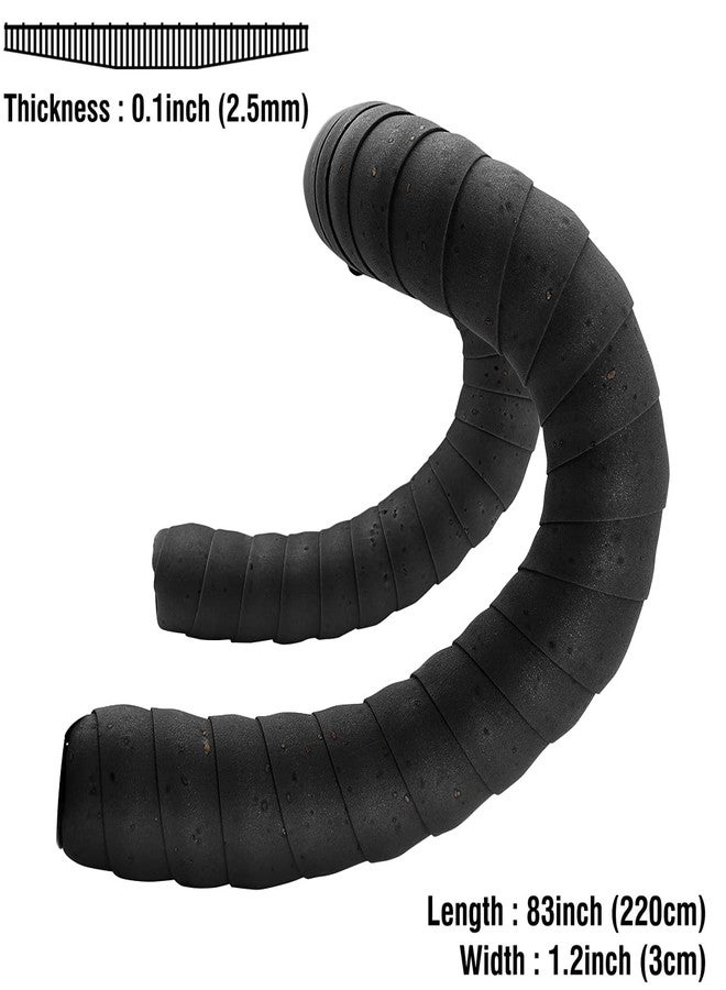 Thinvik EVA Cork Bike Handlebar Tape–Environmental Bicycle Bar Tape, Anti-Slip Cycling Handle Wraps,Sweat-Absorbent Bicycle Handle Bar Tape Comfortable Grip for Road Bike Cycling-2 Rolls (Black) - Image 2