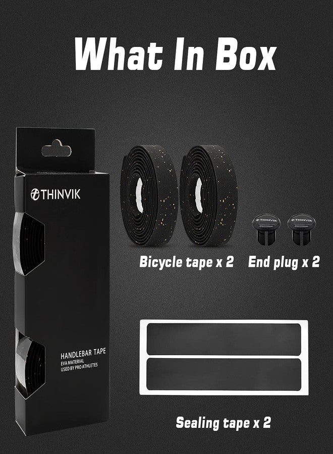 Thinvik EVA Cork Bike Handlebar Tape–Environmental Bicycle Bar Tape, Anti-Slip Cycling Handle Wraps,Sweat-Absorbent Bicycle Handle Bar Tape Comfortable Grip for Road Bike Cycling-2 Rolls (Black) - Image 5