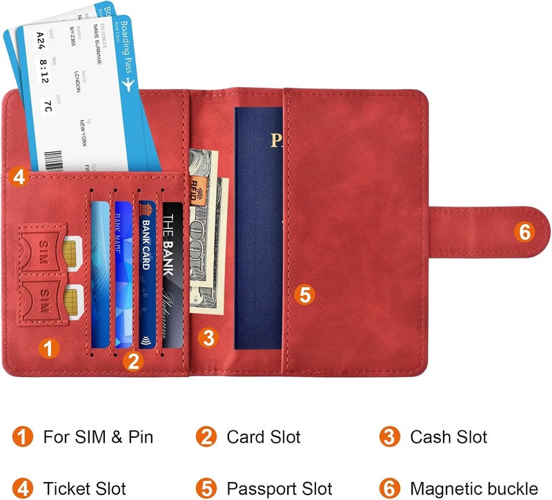 Eoehro Passport Holder for Travel Essentials, Passport Wallet Cover Case for Travel Must Haves Accessories,Passport Book Holders for Women and Men(red) - Image 3