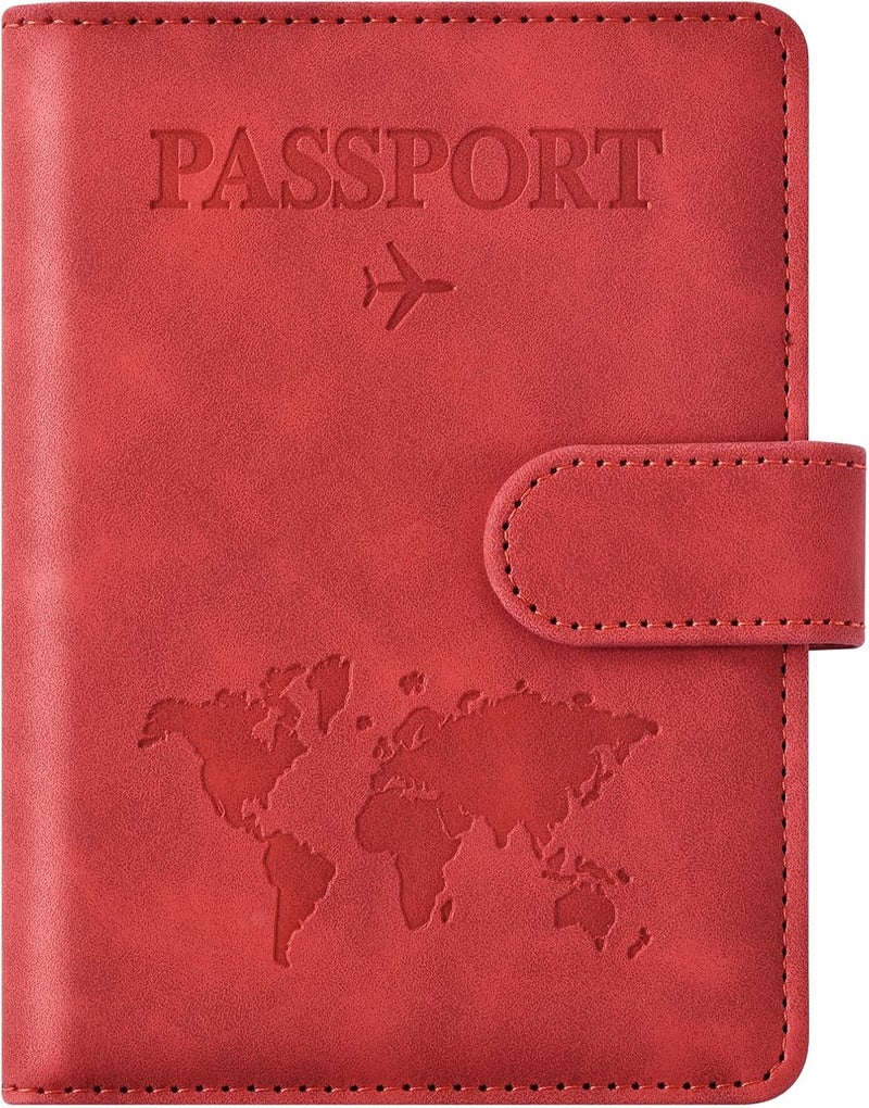 Eoehro Passport Holder for Travel Essentials, Passport Wallet Cover Case for Travel Must Haves Accessories,Passport Book Holders for Women and Men(red) - Image 1