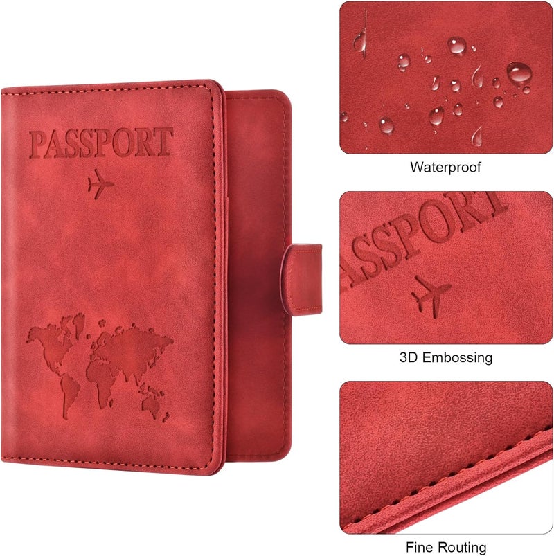 Eoehro Passport Holder for Travel Essentials, Passport Wallet Cover Case for Travel Must Haves Accessories,Passport Book Holders for Women and Men(red) - Image 5