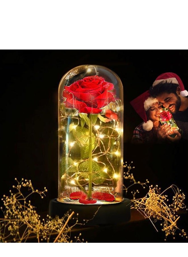 Beauty and The Beast Rose, Rose Flower Gifts for Women, Gifts for Her, Birthday Gifts for Womens, Eternal Rose Artificial Flower Light Up Rose in Glass Dome, Glass Roes Flower Gifts for Her  - Image 2