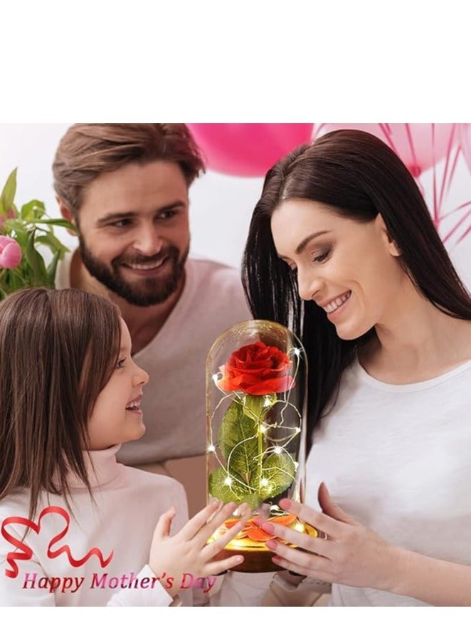 Beauty and The Beast Rose, Rose Flower Gifts for Women, Gifts for Her, Birthday Gifts for Womens, Eternal Rose Artificial Flower Light Up Rose in Glass Dome, Glass Roes Flower Gifts for Her  - Image 4