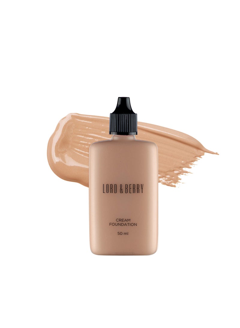 LORD & BERRY Lord & Berry CREAM FOUNDATION Makeup Long Lasting Full Coverage Lightweight Liquid Foundation Contains Antioxidants, Moisturizers, UVA-UVB Filters & Anti-Pollution Extracts, Almond 