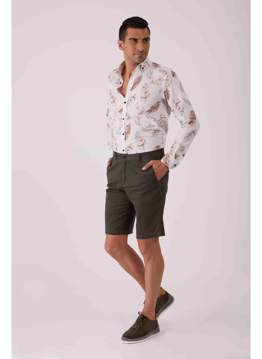 Dufy Khaki Men's Regular Fit Short