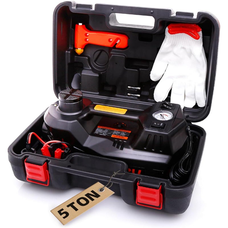 STANDTALL Electric Car Jack Quick Lifting Safe and Portable with Tire Inflator and LED Light Complete Set of Accessories 12V Hydraulic Floor Jack - Image 1