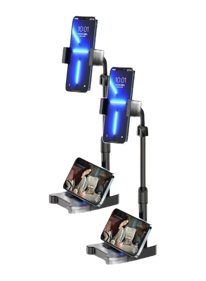 GO-DES Mobile phone holder stand for photography, broadcasting and monitoring. It holds two devices at the same time and features a heavy base to prevent falls. The height reaches 30 cm.Bundle - Image 1