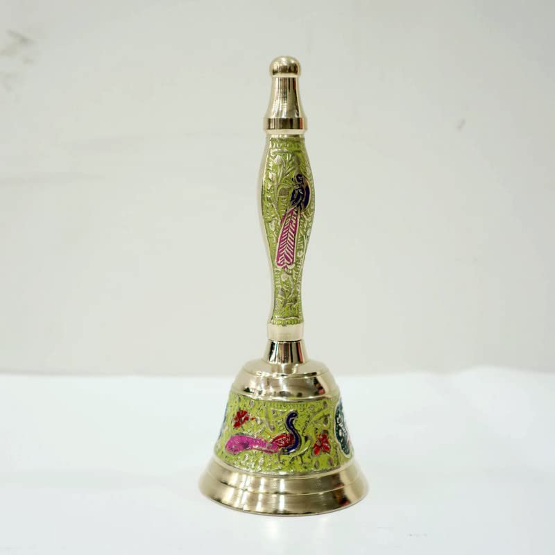 Piepot l Pure Brass Pooja Bell l Hand Bell l 6" Height l Pooja Bell l Ghanti for Pooja Room, Temple Use l Red Colour Bell - Image 4