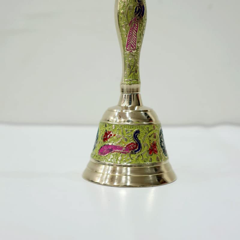 Piepot l Pure Brass Pooja Bell l Hand Bell l 6" Height l Pooja Bell l Ghanti for Pooja Room, Temple Use l Red Colour Bell - Image 5