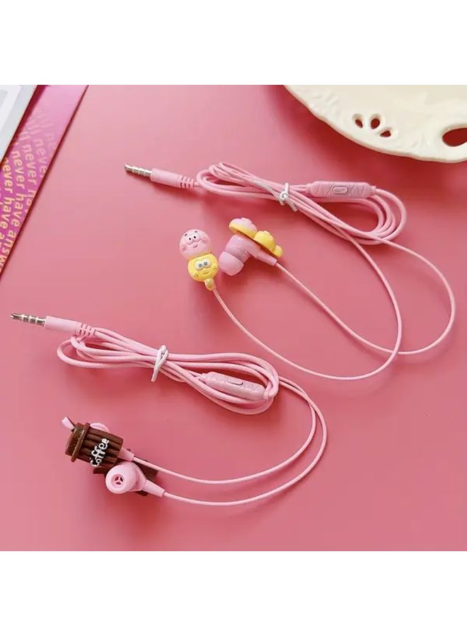 سماعات أذن سلكية مع ميكروفون مجوهرات DIY وردية صوت عالي الدقة للهاتف والكمبيوتر - Image 1