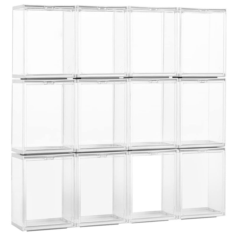 GOTO 12pcs Small Clear Display Cases for Blind Box Toy Pop Mart Bearbrick 100 Mini Action Figures Organizer Display Box Container Unit 12 05LBox