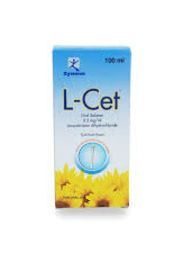 L-Cet Levocetirizine Oral Solution 100ml | Antihistamine Allergy Syrup for Sneezing, Runny Nose & Seasonal Allergy Relief