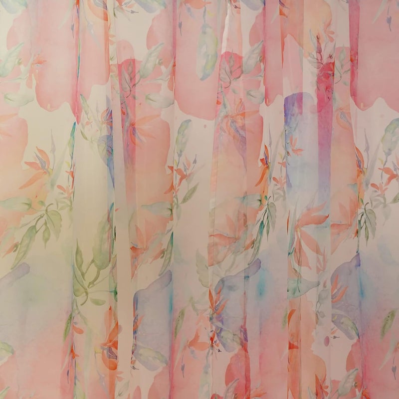 ZEBA Polyester World Transparent Sheer Back Tab Curtain For Door|Bedroom And Living Room|Soft And Light Weight|Printed Modern Floral Abstract In Multicolor-50X90 Inches(7.5Feet Long)(Pack Of 1) - Image 4