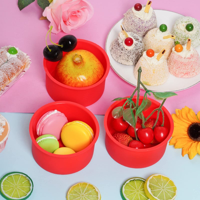 mifengda 12pcs Silicone Cake Mold Baking Round Cake Molds 4 Inch Non-Stick Baking Pan Kitchen Silicone Cake Molds for Baking(Red, 4inch) - Image 4