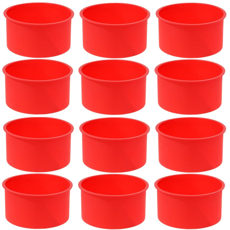 mifengda 12pcs Silicone Cake Mold Baking Round Cake Molds 4 Inch Non-Stick Baking Pan Kitchen Silicone Cake Molds for Baking(Red, 4inch) - Image 1
