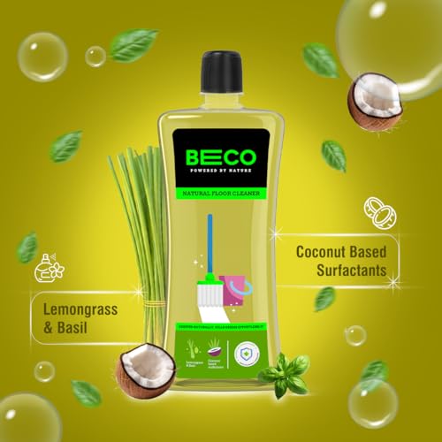 Beco Natural Disinfectant Surface & Floor Cleaning Liquid | 5 Litre | Non Toxic Germ Kill Formula | Lemongrass & Basil Freshness | Safer than Phenyl | Kids Safe & Pet Friendly Floor Cleaner Liquid - Image 2