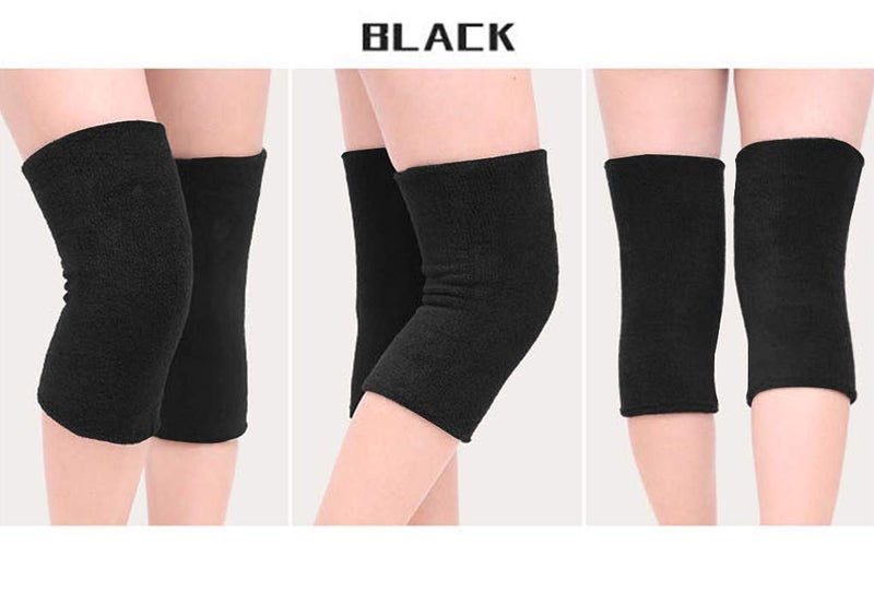 Holiberty Winter Cotton Non-Slip Soft Thermal Knee Pad Breathable Warm Leg Sleeves Kneelet Support Elastic Knee Brace Leg for Men Women Cycling Ski Running Dancing Gym Yoga Fitness Arthritis Tendonitis,1 Pair - Image 3