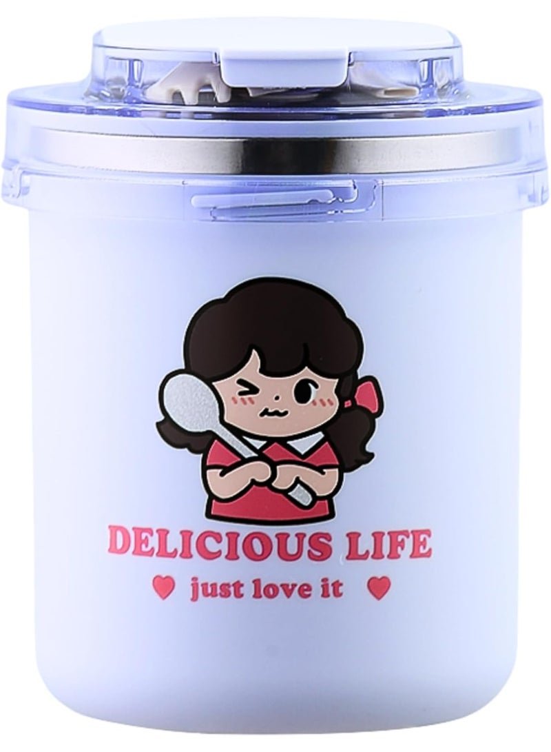 Twisoo "500ml Portable Stainless Steel Soup & Breakfast Cup – Cartoon Design, Thermos for Milk, Oatmeal, and Nutrition – Ideal for Students & Office Workers - Image 1