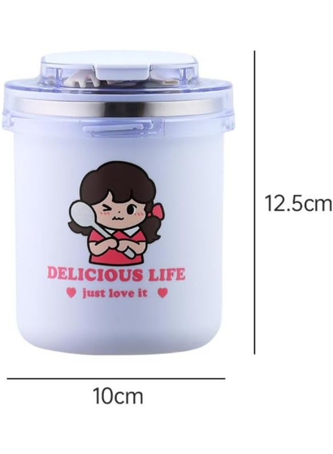 Twisoo "500ml Portable Stainless Steel Soup & Breakfast Cup – Cartoon Design, Thermos for Milk, Oatmeal, and Nutrition – Ideal for Students & Office Workers - Image 2