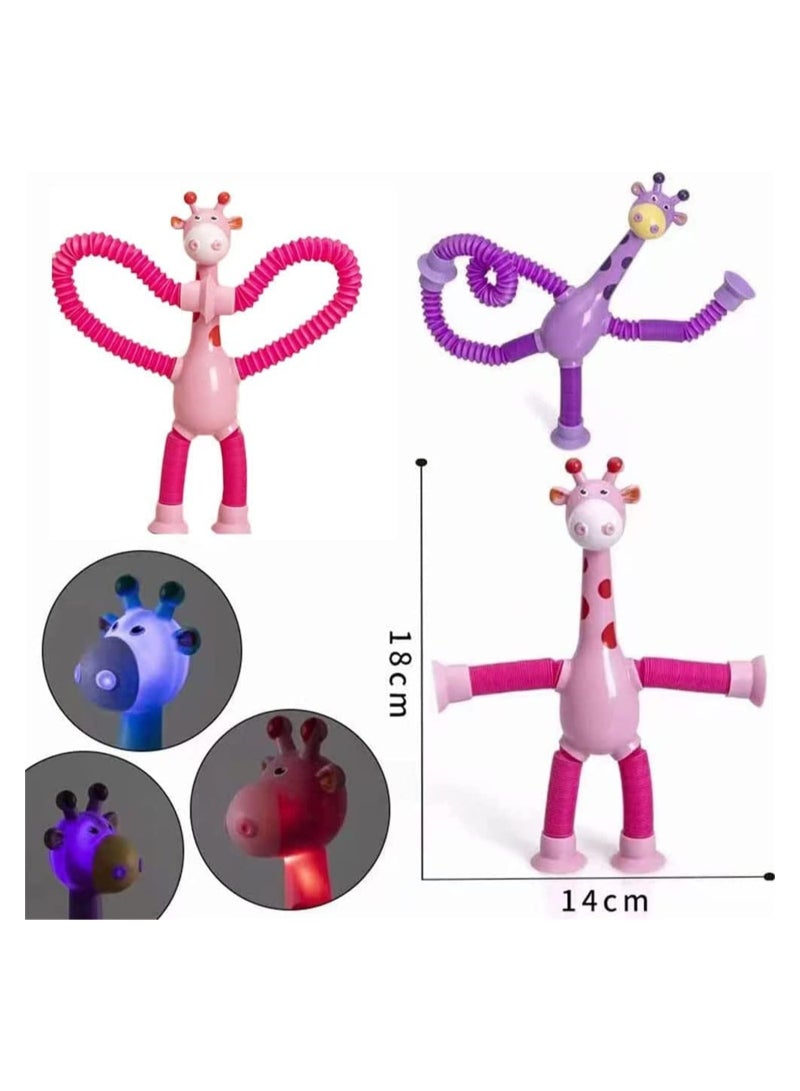 YelaJoy 4 Pcs Telescopic Suction Cup Giraffe Toy, Ever-Changing Giraffe Telescopic Tube Suction Cup Toys,Decompress Educational Sensory Toys, Stretch Novel Educational Toys for Kids And Adults - Image 5