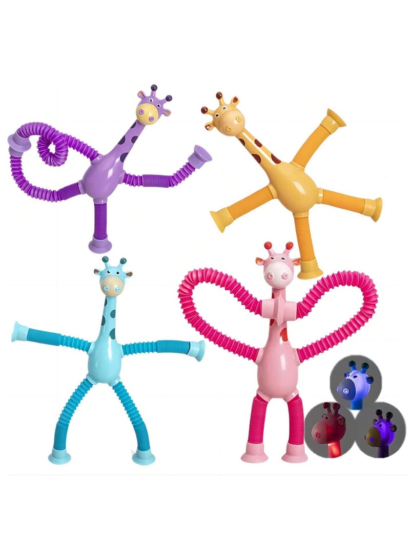 YelaJoy 4 Pcs Telescopic Suction Cup Giraffe Toy, Ever-Changing Giraffe Telescopic Tube Suction Cup Toys,Decompress Educational Sensory Toys, Stretch Novel Educational Toys for Kids And Adults - Image 1