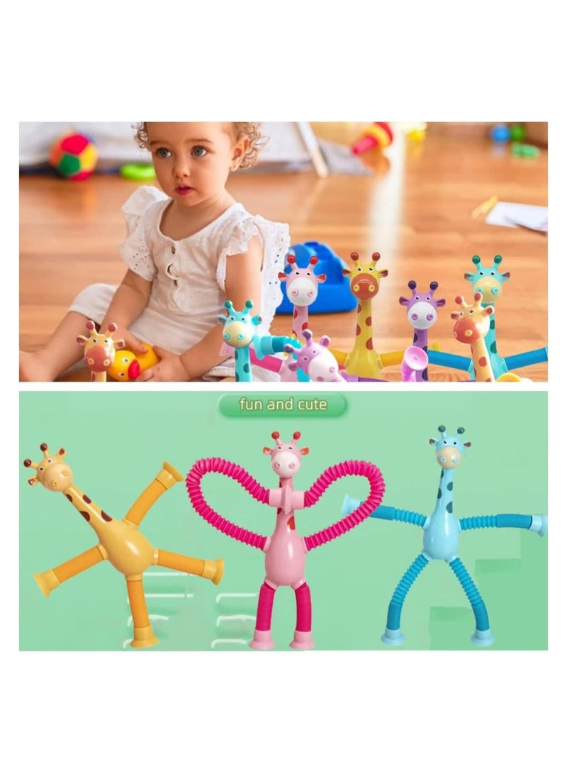 YelaJoy 4 Pcs Telescopic Suction Cup Giraffe Toy, Ever-Changing Giraffe Telescopic Tube Suction Cup Toys,Decompress Educational Sensory Toys, Stretch Novel Educational Toys for Kids And Adults - Image 3