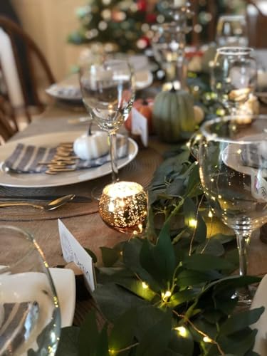 Volens Round Gold Votive Candle Holders, Mercury Glass Candle Holder Set of 12, Thanksgiving Decorations for Home - Image 5
