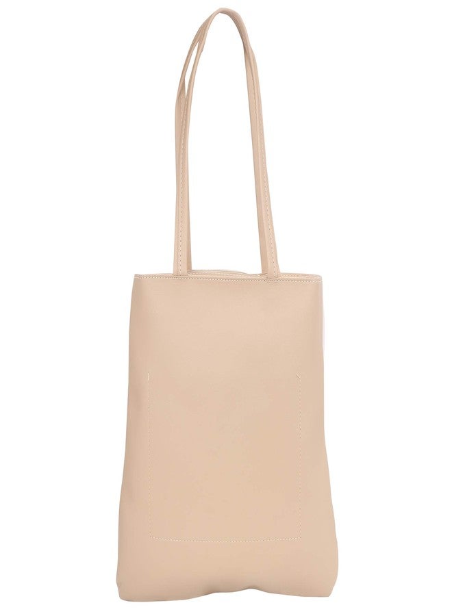 Pokory Tote Bag for Kids Beige Plain Bag with "Paris" Printed Design Faux Leather Tote Bag - Image 4
