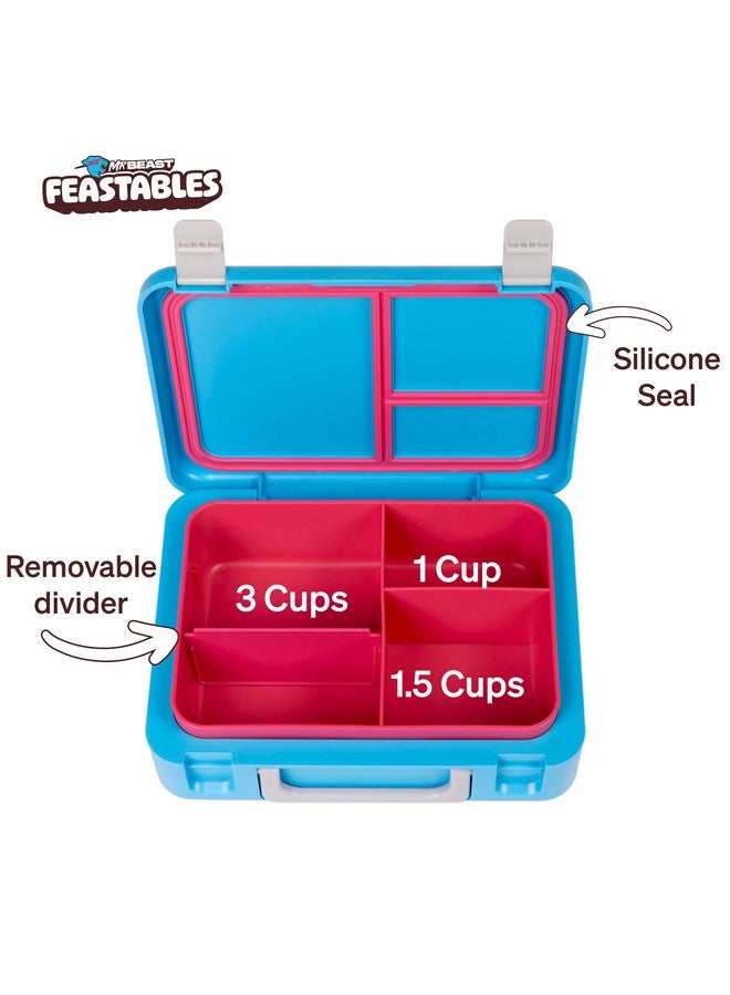 Feastables صندوق غداء قابل للتعديل من مستر بيست فيستابلز - خالي من BPA، غطاء محكم، صينية قابلة للإزالة، آمن للاستخدام في الميكروويف والفريزر، 9.25"x7"x2.75"، سهل التنظيف، صندوق غداء للأطفال مع أقسام قابلة للتعديل - Image 3