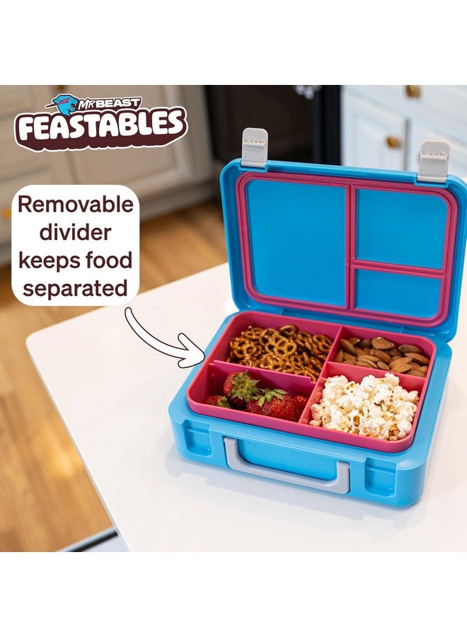 Feastables صندوق غداء قابل للتعديل من مستر بيست فيستابلز - خالي من BPA، غطاء محكم، صينية قابلة للإزالة، آمن للاستخدام في الميكروويف والفريزر، 9.25"x7"x2.75"، سهل التنظيف، صندوق غداء للأطفال مع أقسام قابلة للتعديل - Image 4