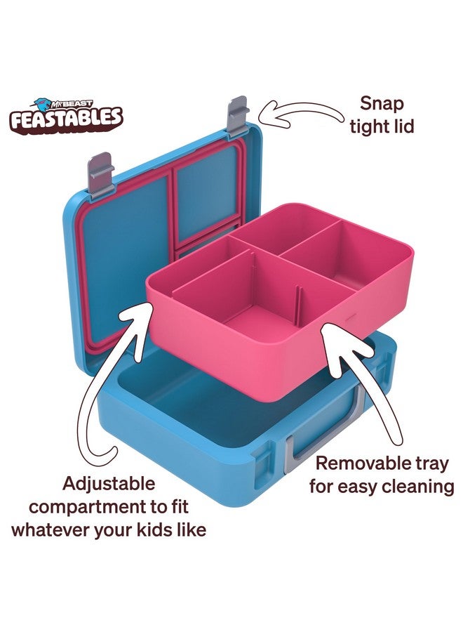 Feastables صندوق غداء قابل للتعديل من مستر بيست فيستابلز - خالي من BPA، غطاء محكم، صينية قابلة للإزالة، آمن للاستخدام في الميكروويف والفريزر، 9.25"x7"x2.75"، سهل التنظيف، صندوق غداء للأطفال مع أقسام قابلة للتعديل - Image 2
