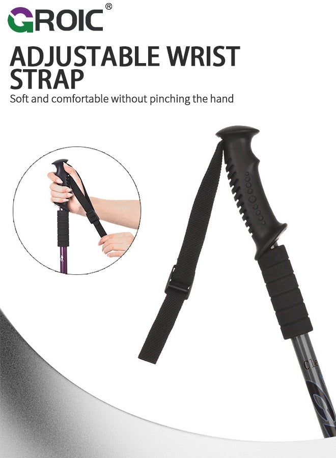 GROIC Trekking Poles 2Pcs– Lightweight Aluminum Hiking Poles for Women, Men & Seniors – Collapsible Walking Sticks for Travel, Trails & Balance - Blue and Black - Image 4