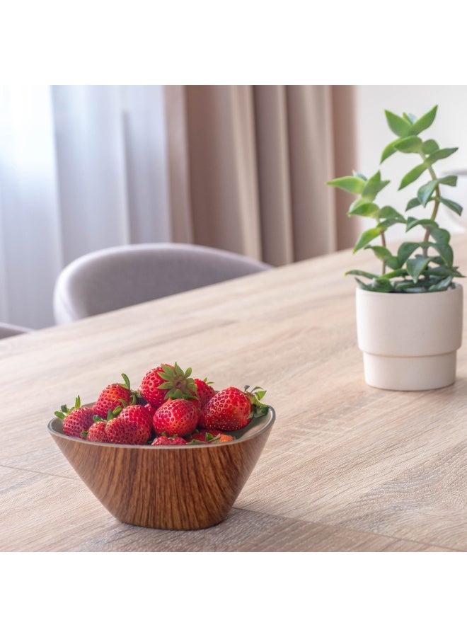 Evelin Triangular Serving Bowl – 29 cm Food-Safe Durable Plastic with Elegant Wood-Look Finish – Ideal for Serving Fruit, Rice, Salads, Snacks, and Side Dishes – Scratch-Resistant, Break-Resistant, Non-Stick Design – Practical and Stylish Tableware for Daily Use, Parties, Picnics, Camping, Travel, Home, Office, and Restaurant – Space-Saving, Easy to Handle and Clean - Image 4