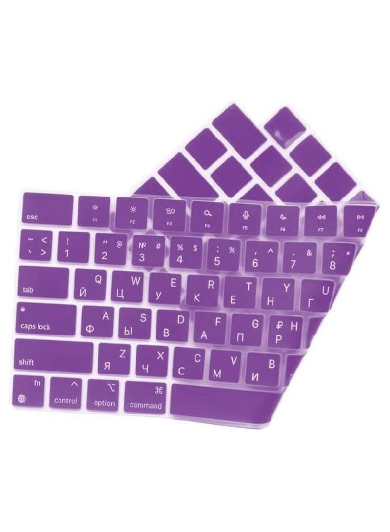 أمم غطاء لوحة مفاتيح سيليكون إنجليزي روسي بتصميم أمريكي لجهاز M2 MacBook Air 13.6 بوصة 2022 A2681 و MacBook Pro 14 بوصة 2022 2021 A2442 M1 و MacBook Pro 16 بوصة 2022 2021 A2485 M1 ، أرجواني - Image 4