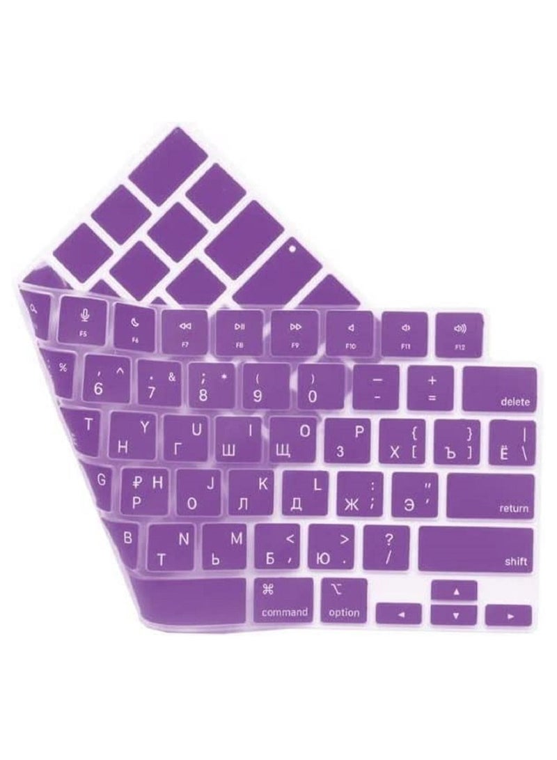 أمم غطاء لوحة مفاتيح سيليكون إنجليزي روسي بتصميم أمريكي لجهاز M2 MacBook Air 13.6 بوصة 2022 A2681 و MacBook Pro 14 بوصة 2022 2021 A2442 M1 و MacBook Pro 16 بوصة 2022 2021 A2485 M1 ، أرجواني - Image 5