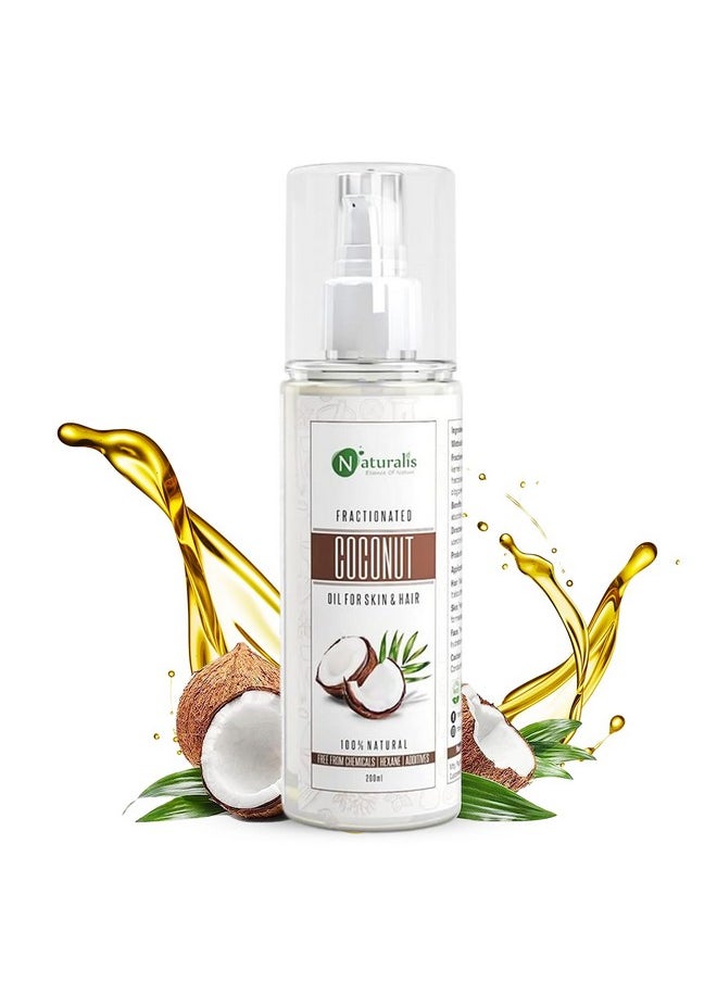 Naturalis Fractionated Coconut Oil For Skin - Fractionated Coconut Carrier Oil Natural Skin Moisturizer, Therapeutic, Odorless, 200 Ml  - Image 1