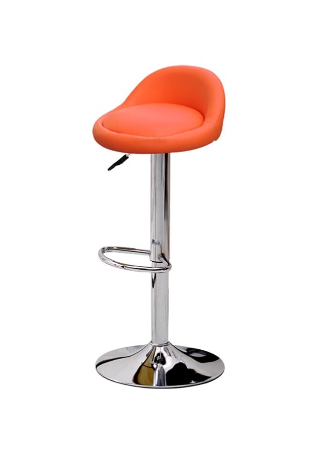 Bar Stool, PU Leather Padded Barstool with Back and Footrest, Height Adjustable Counter Height Swivel High Stool for Bar, Kitchen Island, Dining Room, Orange - Image 5