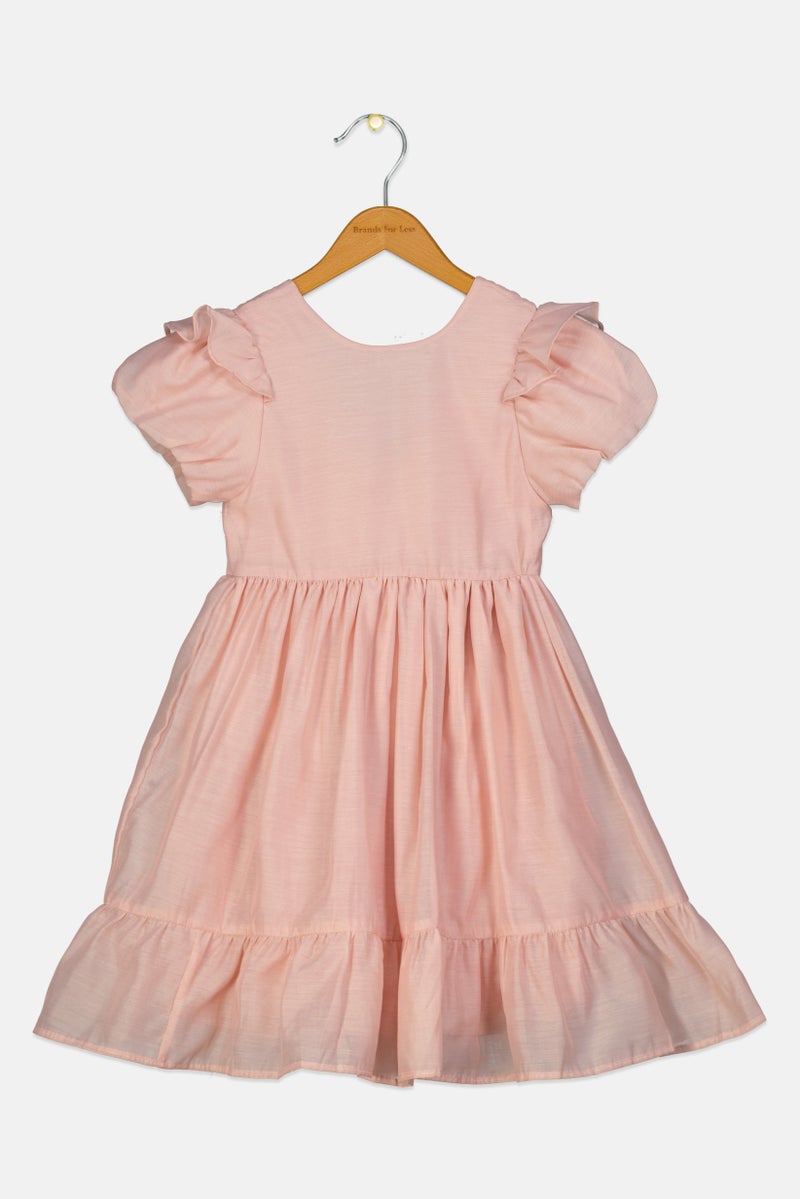 Lunamoon Kids Girl Solid Bow Back Dress, Old Rose - Image 2