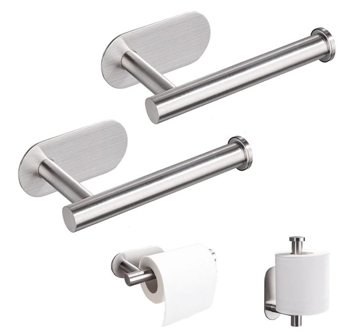 2 PCS TOILET PAPER HOLDER PREMIUM SUS304 STAINLESS STEEL RUSTPROOF WALL MOUNTED TOILET ROLL HOLDER NO DRILLING TOILET TISSUES HOLDER FOR BATHROOM WASHROOM KITCHEN