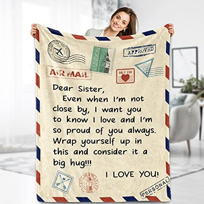 SISTER BIRTHDAY BLANKET GIFTS FROM SISTER THROW TO MY SISTER FROM BROTHER BESTIE QUOTES SOFT FUZZY FLEECE COZY UNIQUE BIRTHDAY FOR WOMEN ADULT KIDS TEEN GIRLS 50X60