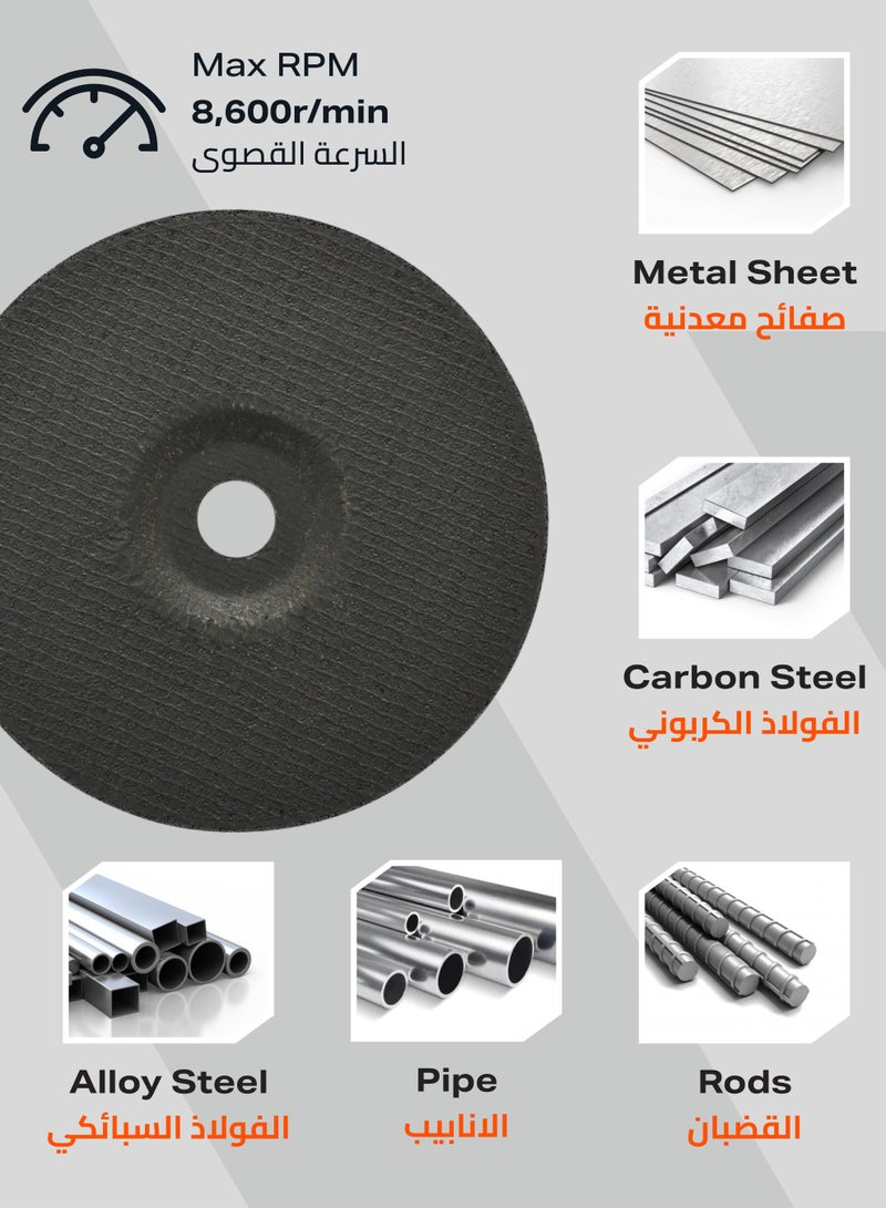 LAWAZIM Pro7 Cutting Disc for Metal - 3 Piece 7inch (180x3mm) - Heavy Duty Cut Off Cutting Wheel Set with 7/8" Arbor - Ideal for Metal, Inox, Pipes, Rods, Profiles, and Precision Cutting - Image 5