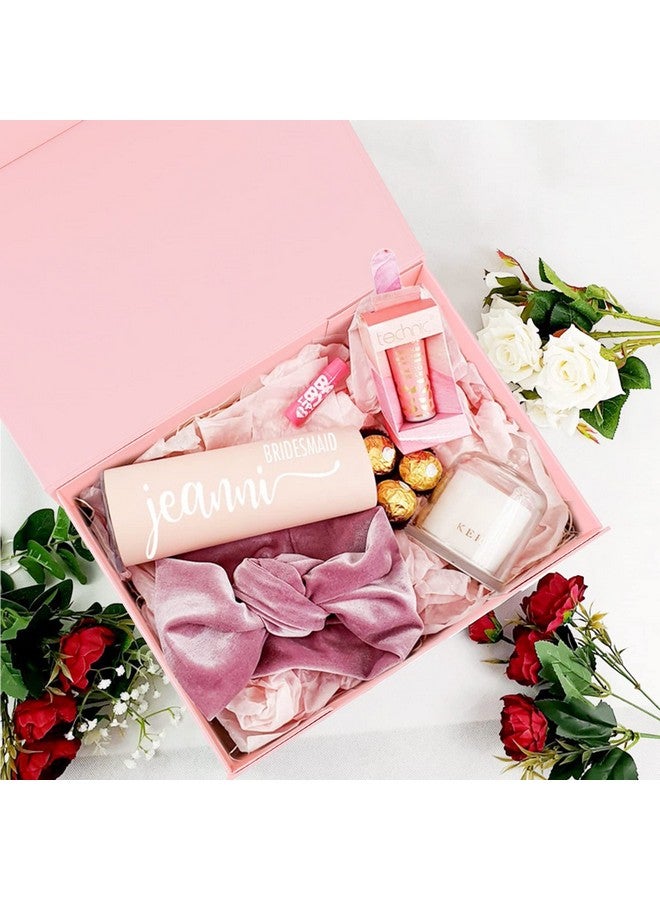 Aimyoo Pink Collapsible Gift Box With Magnetic Closure Lids 13.8X9X4.3 In Large Bridesmaid Groomsman Proposal Boxes Rectangle Present Box For Graduation Birthday Storage 1 Pack - Image 5