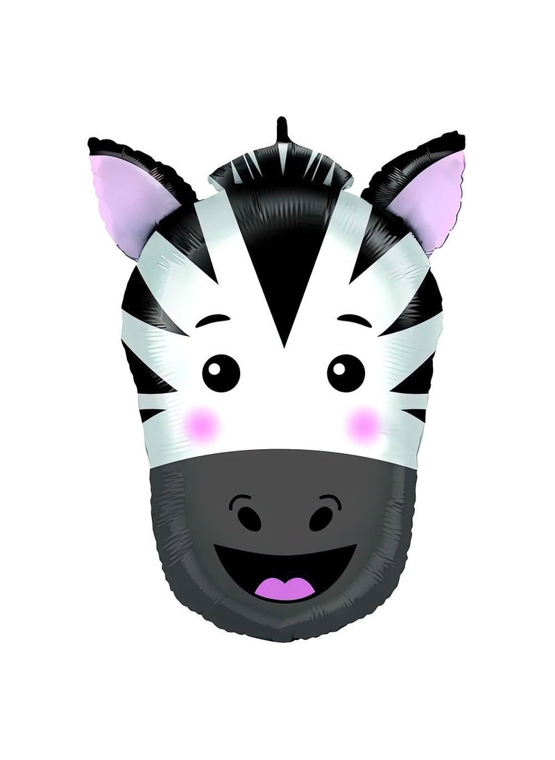 بالون من رقائق معدنية على شكل حيوان حمار وحشي أسود وأبيض 74 سم