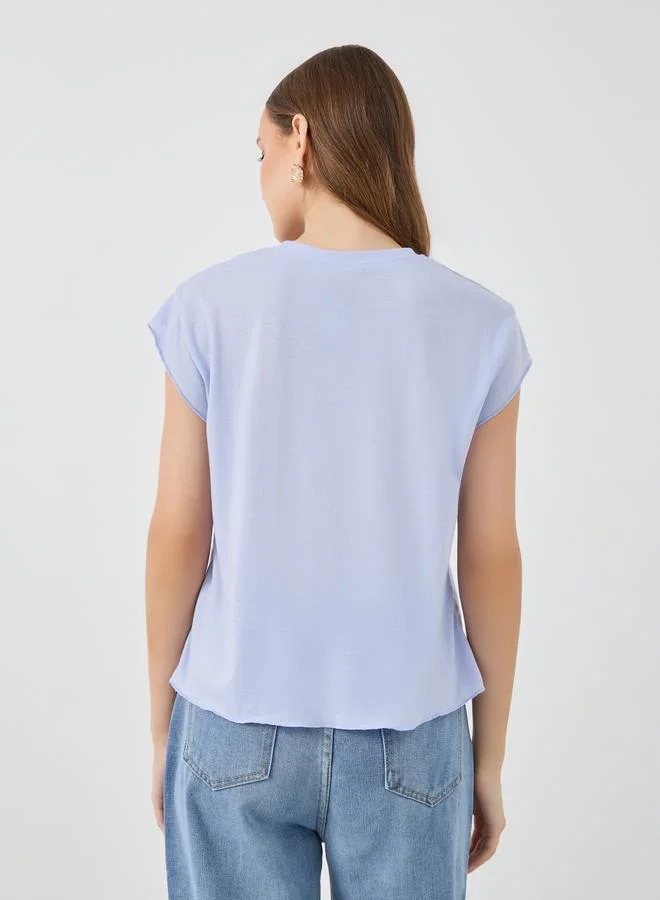 Styli Styli Solid Round Neck Regular Fit T-Shirt