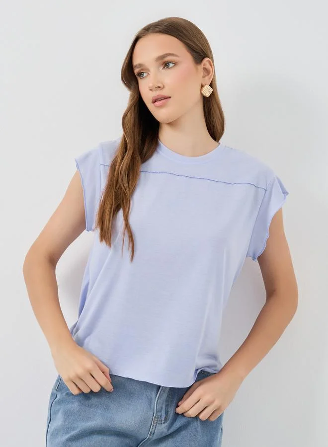 ستايلي Styli Solid Round Neck Regular Fit T-Shirt